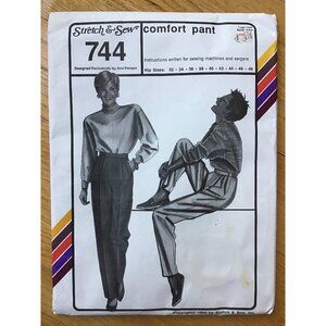 Misses Pleated Pant Pattern Stretch & Sew 744 Hip 32 - 48 UNCUT